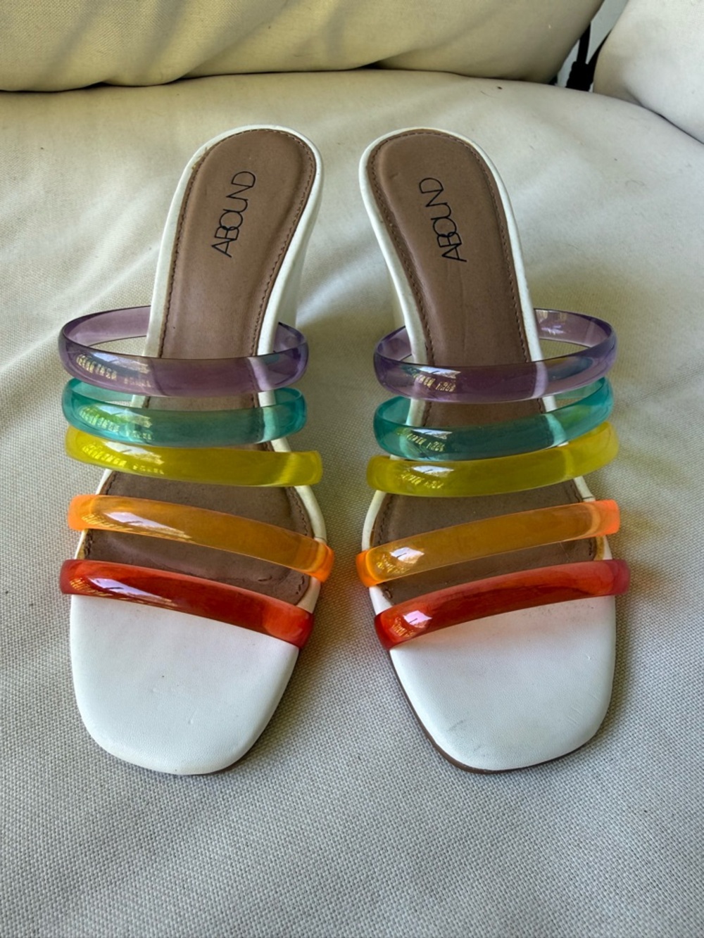 ABOUND Nordstrom Platform Slide Sandals White | Clear Rainbow Straps